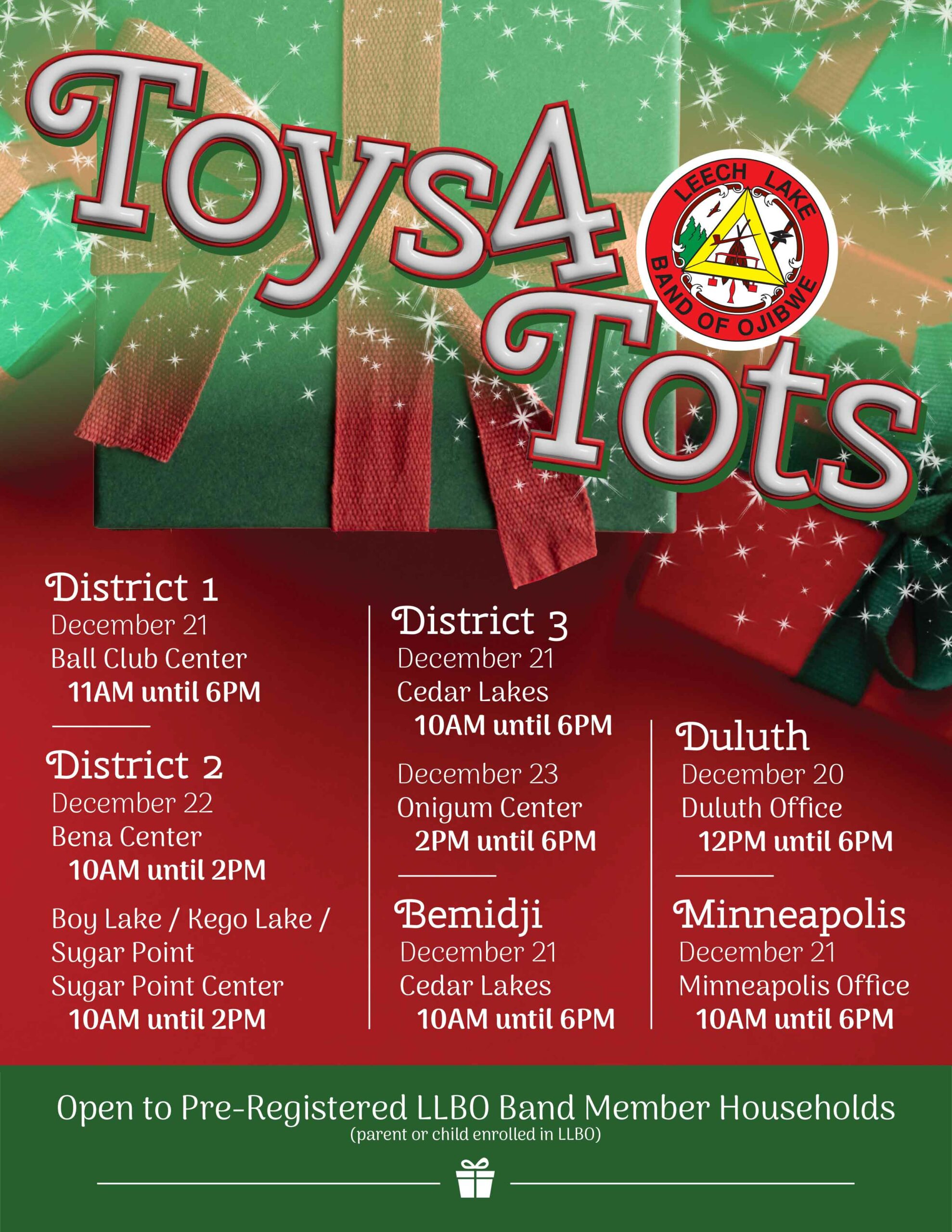 Toys for Tots Distribution SEE FLYER FOR DETAILS Leech Lake News