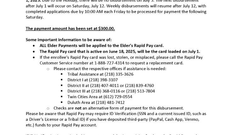 2025 Elder Payment Memo